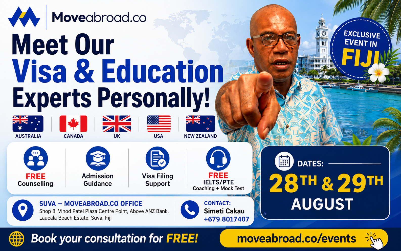 Suva | Meet Our Visa & Education Experts Personally!
